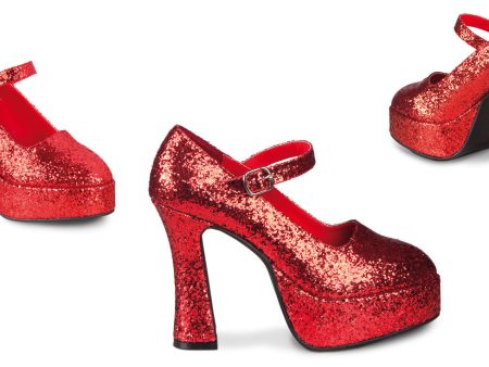 Disco Glitter Plateau Pumps rot Online