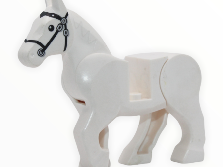 White Horse (black bridle, silver buckles, movable hips) For Cheap