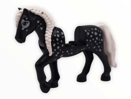 Black Horse with White Spots and White Braided Mane (Friends, 2021) For Sale